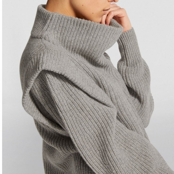 Isabel Marant poppy ribbed gray cashmere wool blend turtleneck sweater - Picture 4 of 14